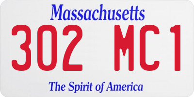 MA license plate 302MC1