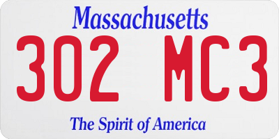 MA license plate 302MC3