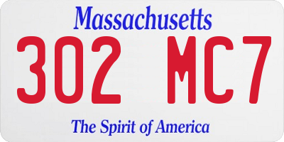 MA license plate 302MC7