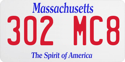 MA license plate 302MC8