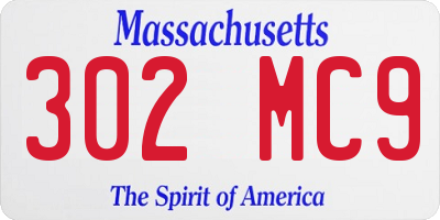MA license plate 302MC9
