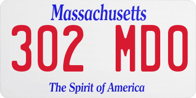 MA license plate 302MD0