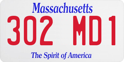 MA license plate 302MD1