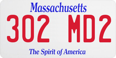 MA license plate 302MD2