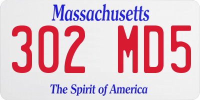 MA license plate 302MD5