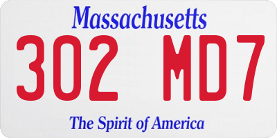 MA license plate 302MD7