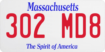 MA license plate 302MD8