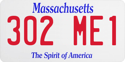MA license plate 302ME1