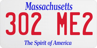 MA license plate 302ME2