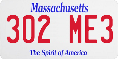 MA license plate 302ME3
