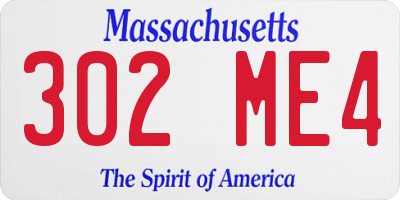 MA license plate 302ME4