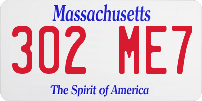MA license plate 302ME7