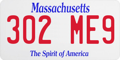 MA license plate 302ME9