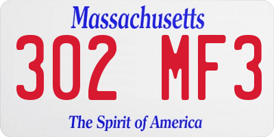 MA license plate 302MF3