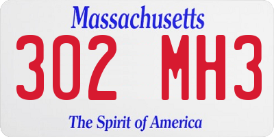 MA license plate 302MH3