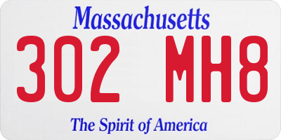 MA license plate 302MH8