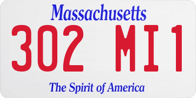 MA license plate 302MI1