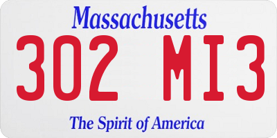 MA license plate 302MI3