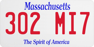 MA license plate 302MI7