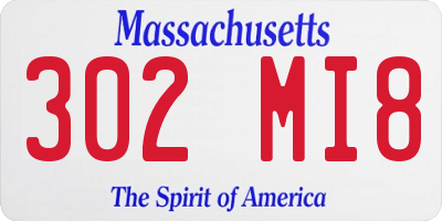 MA license plate 302MI8