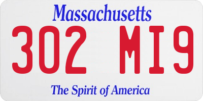 MA license plate 302MI9