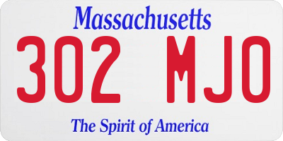 MA license plate 302MJ0