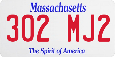 MA license plate 302MJ2
