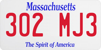MA license plate 302MJ3