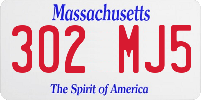 MA license plate 302MJ5