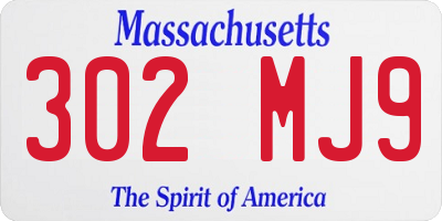 MA license plate 302MJ9