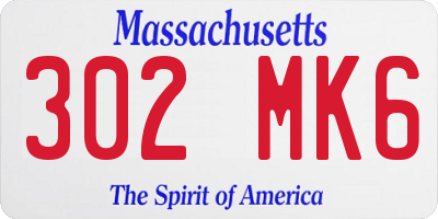 MA license plate 302MK6
