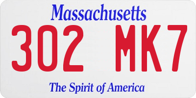 MA license plate 302MK7