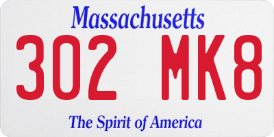 MA license plate 302MK8