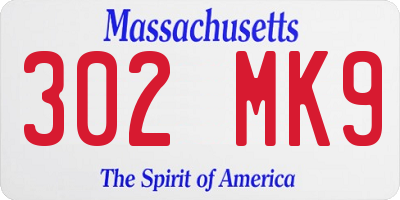 MA license plate 302MK9