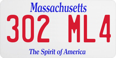 MA license plate 302ML4