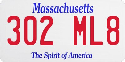 MA license plate 302ML8