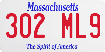 MA license plate 302ML9