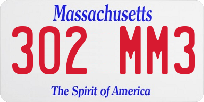 MA license plate 302MM3
