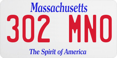 MA license plate 302MN0