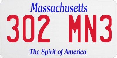 MA license plate 302MN3