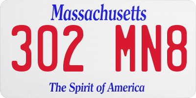 MA license plate 302MN8