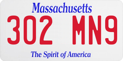 MA license plate 302MN9
