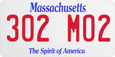 MA license plate 302MO2