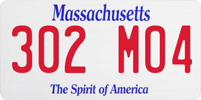 MA license plate 302MO4