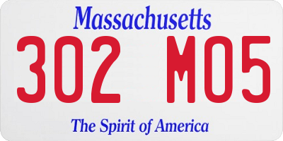MA license plate 302MO5
