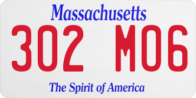 MA license plate 302MO6