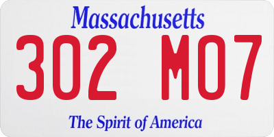 MA license plate 302MO7