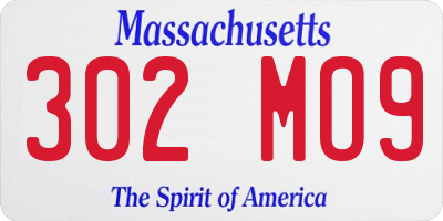 MA license plate 302MO9