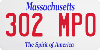 MA license plate 302MP0