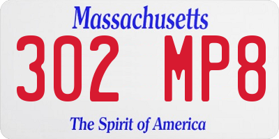 MA license plate 302MP8